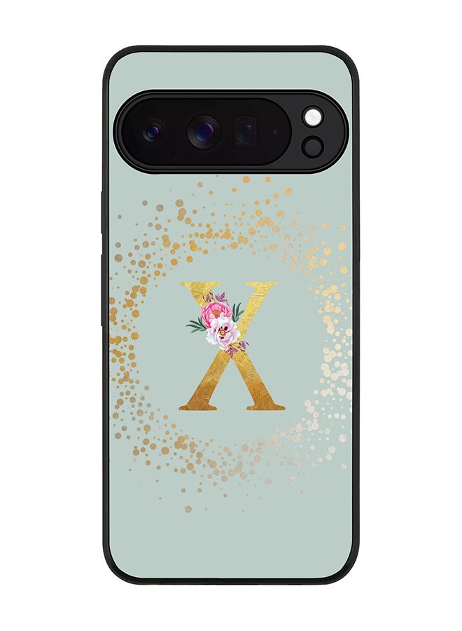 For Google Pixel 10 Pro Case,Slim fit Camera Protection, Shockproof Thin Phone cover  - Custom Monogram Floral - X  (Light Grey )